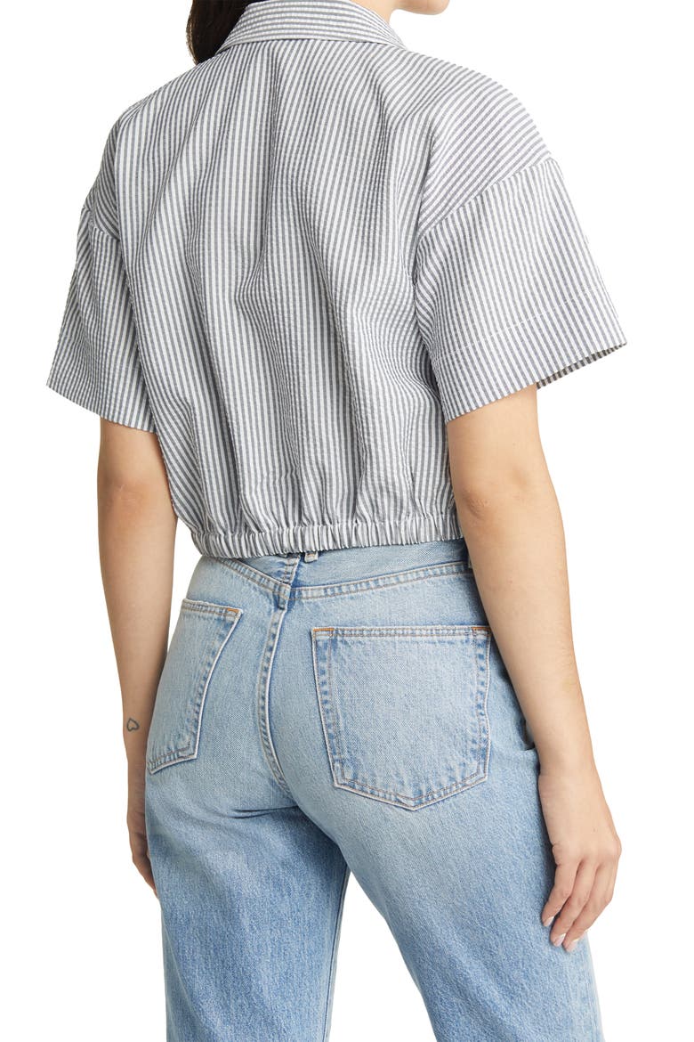 Oca Stripe Crop Top, Alternate, color, NAVY BLAZER STRIPES SNOW WHITE