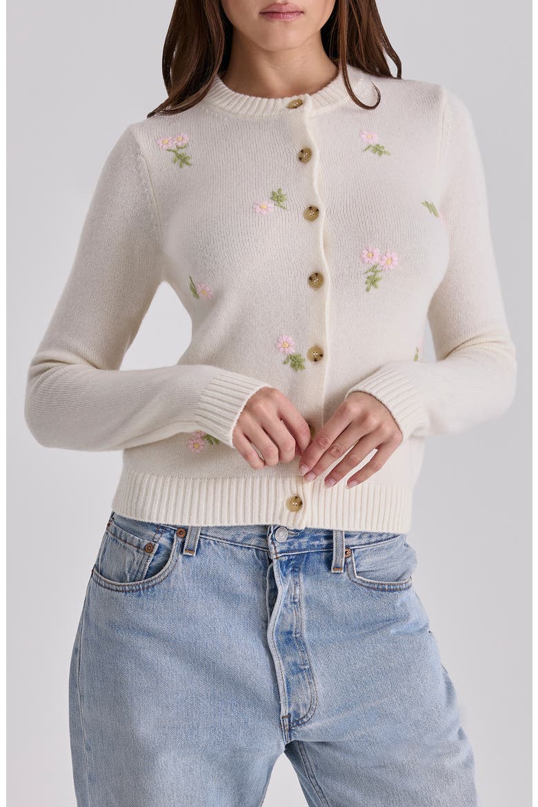 Poppie Embroidered Wool & Cashmere Cardigan, Main, color, IVORY