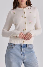 HOUSE OF CB Poppie Embroidered Wool & Cashmere Cardigan