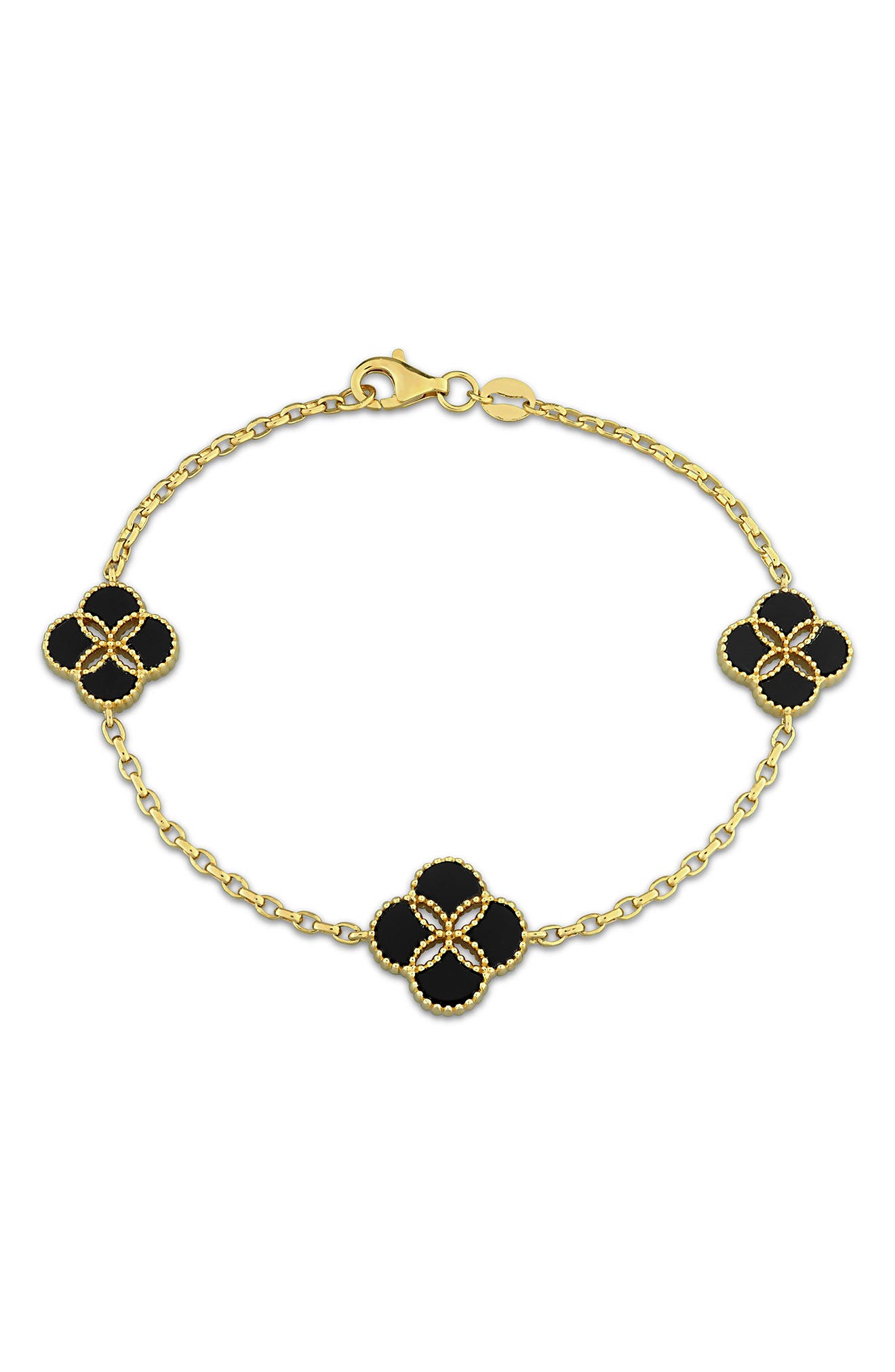 Flora Black Agate Station Bracelet