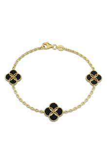 Flora Black Agate Station Bracelet