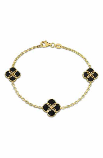 Flora Black Agate Station Bracelet