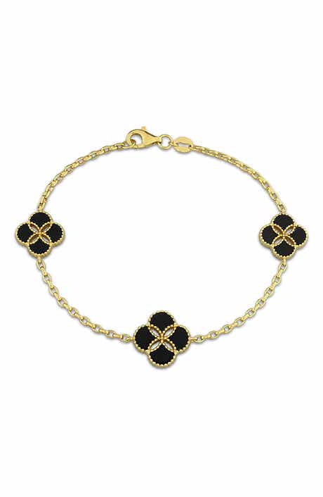 Flora Black Agate Station Bracelet
