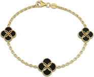 DELMAR Flora Black Agate Station Bracelet