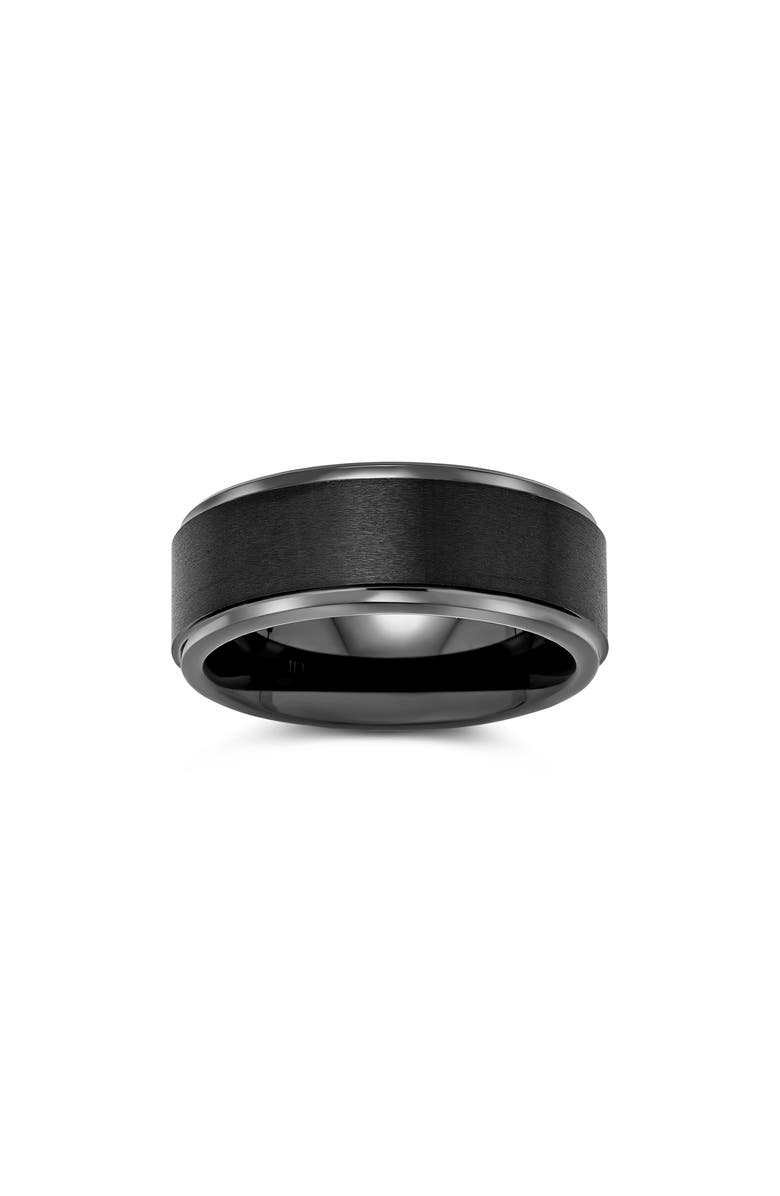 BLING JEWELRY Men's Black Matte Titanium Band Ring, Alternate, color, Black