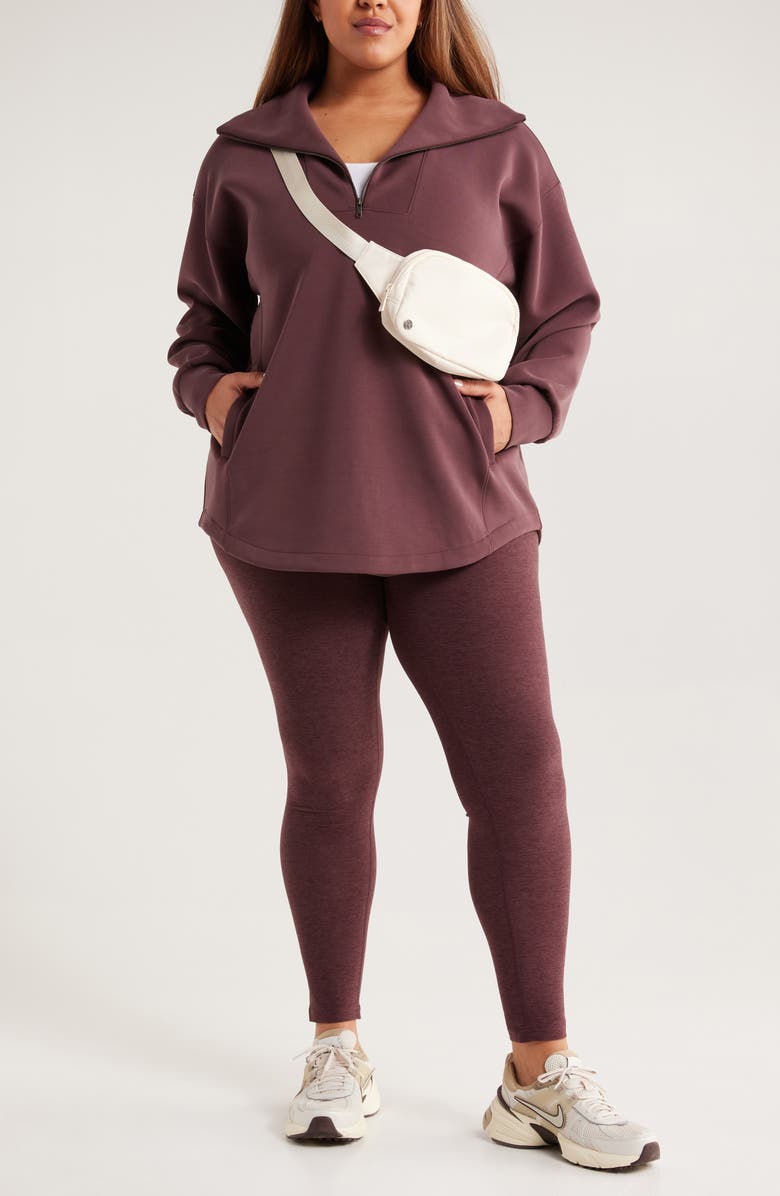 Zella Renew High Waist Leggings, Alternate, color, Burgundy Fudge Melange