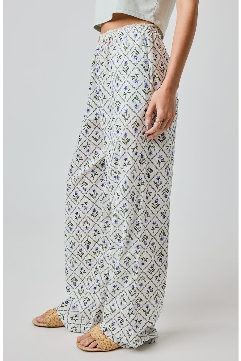 Lace Trim Wide Leg Cotton Pants, Alternate, color, MARBELLA FLORAL