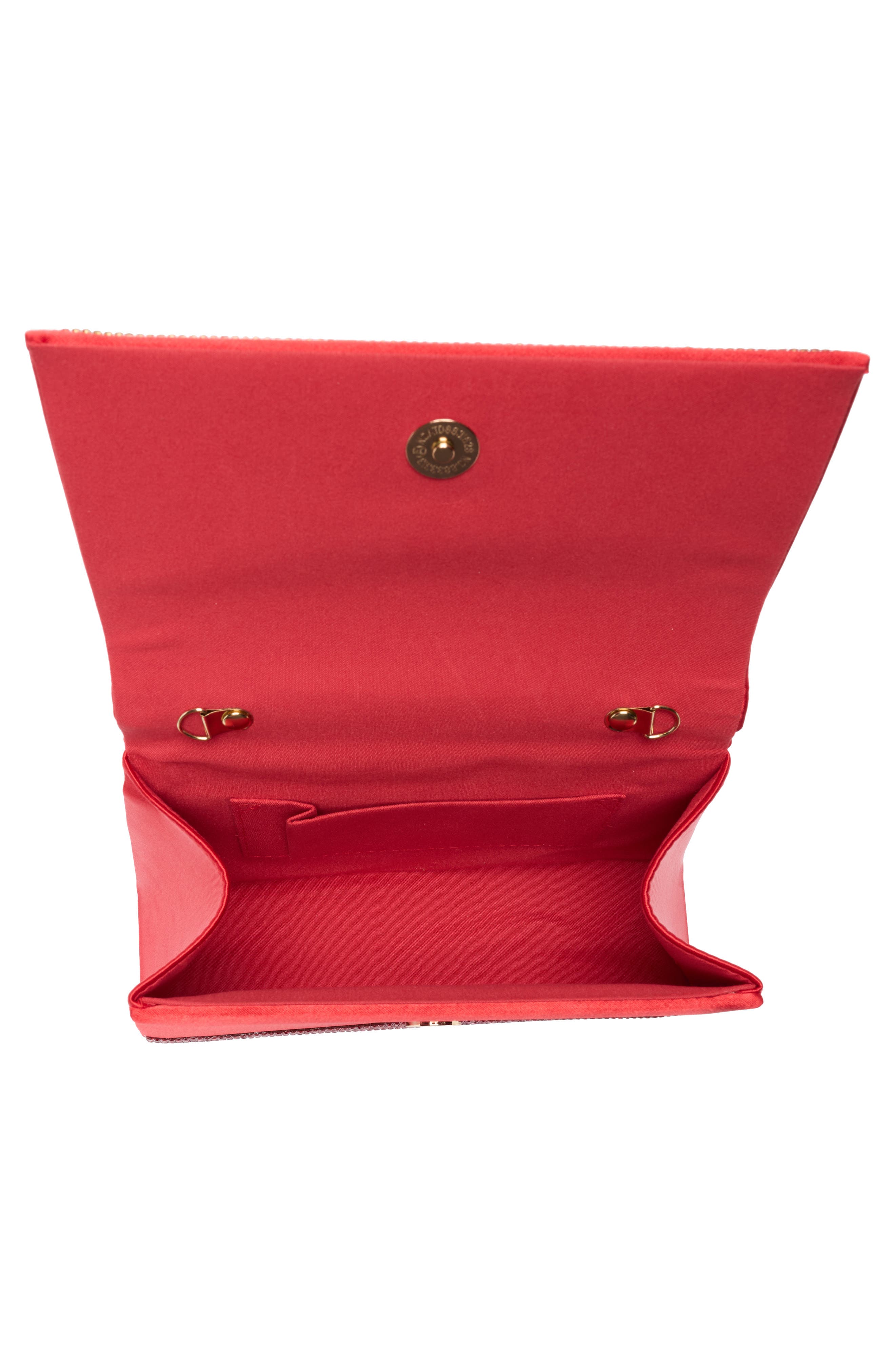 ALESSIA BIANCHI Crystal Embellished Clutch, Alternate, color, Red