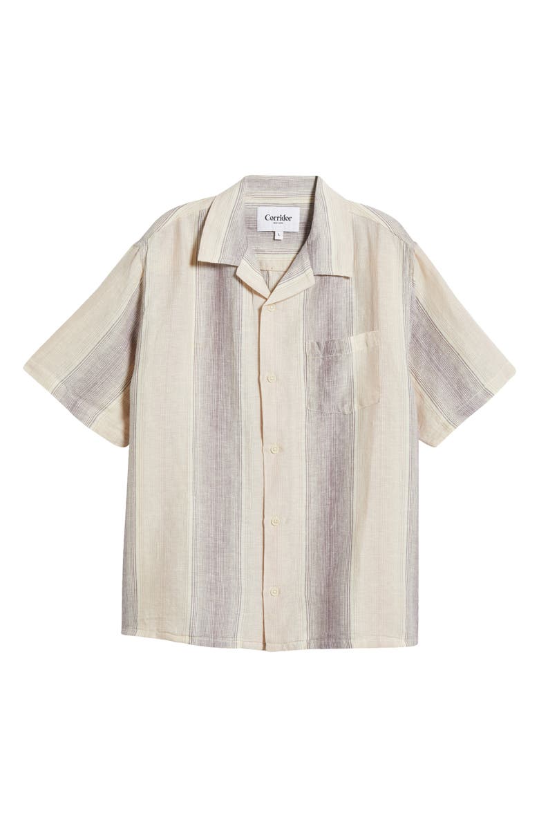 Corridor Sunset Stripe Cotton Blend Camp Shirt, Alternate, color, Violet