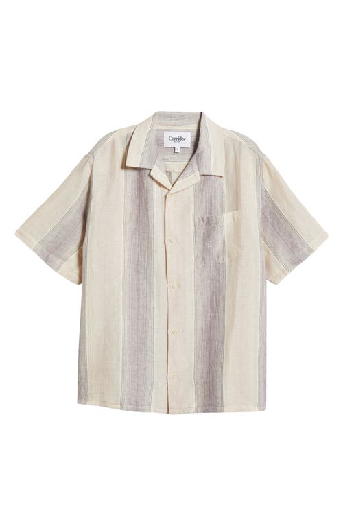 Corridor Sunset Stripe Cotton Blend Camp Shirt In Violet