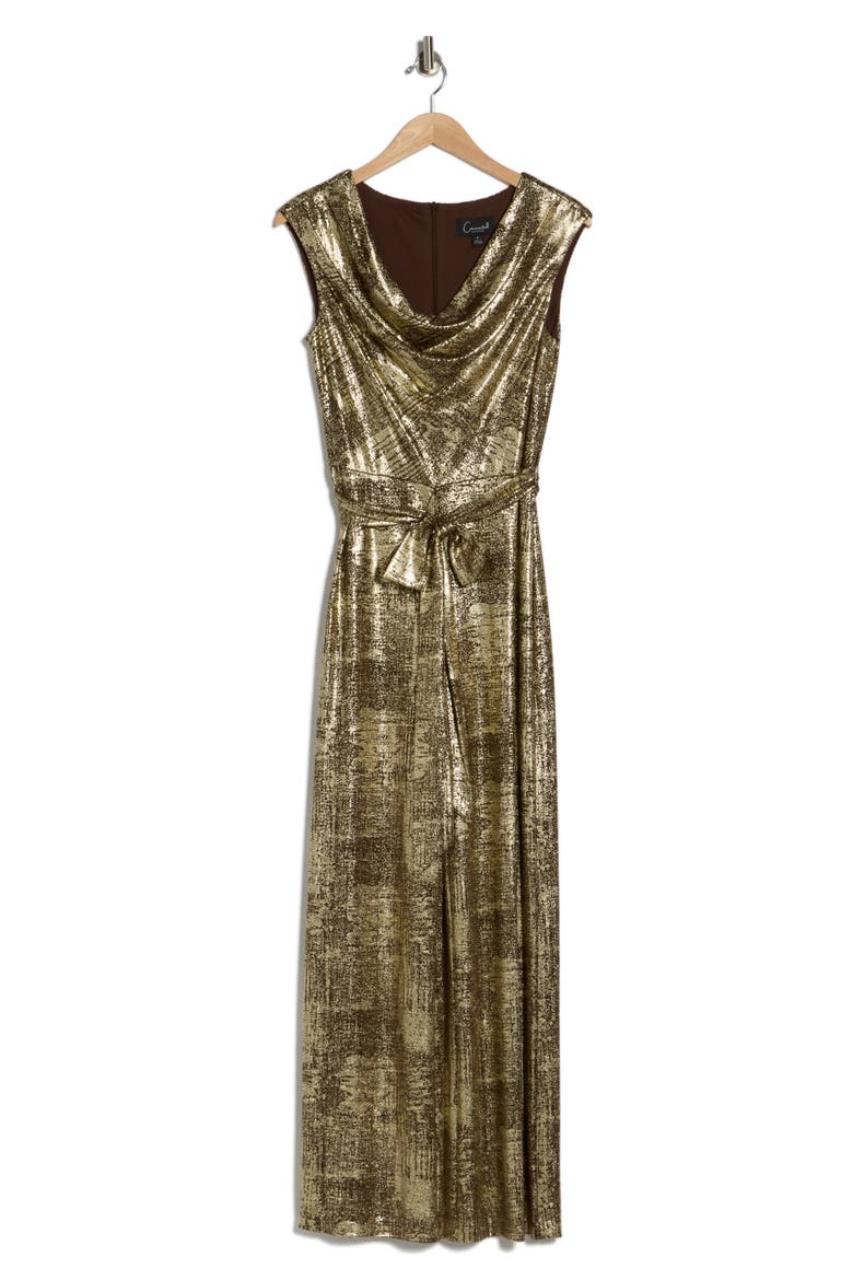Foiled Jersey Jumpsuit, Alternate, color, BROWN