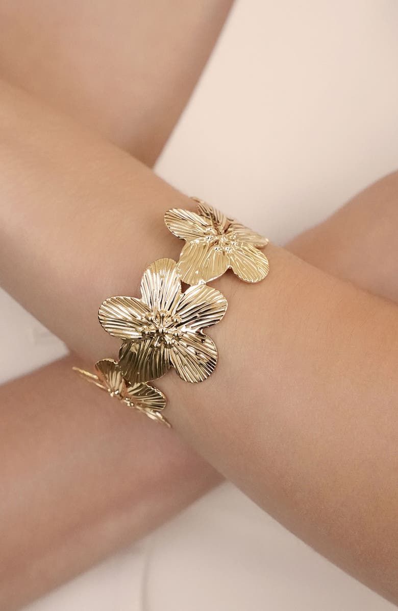 Ettika Floral Cuff Bracelet, Alternate, color, 