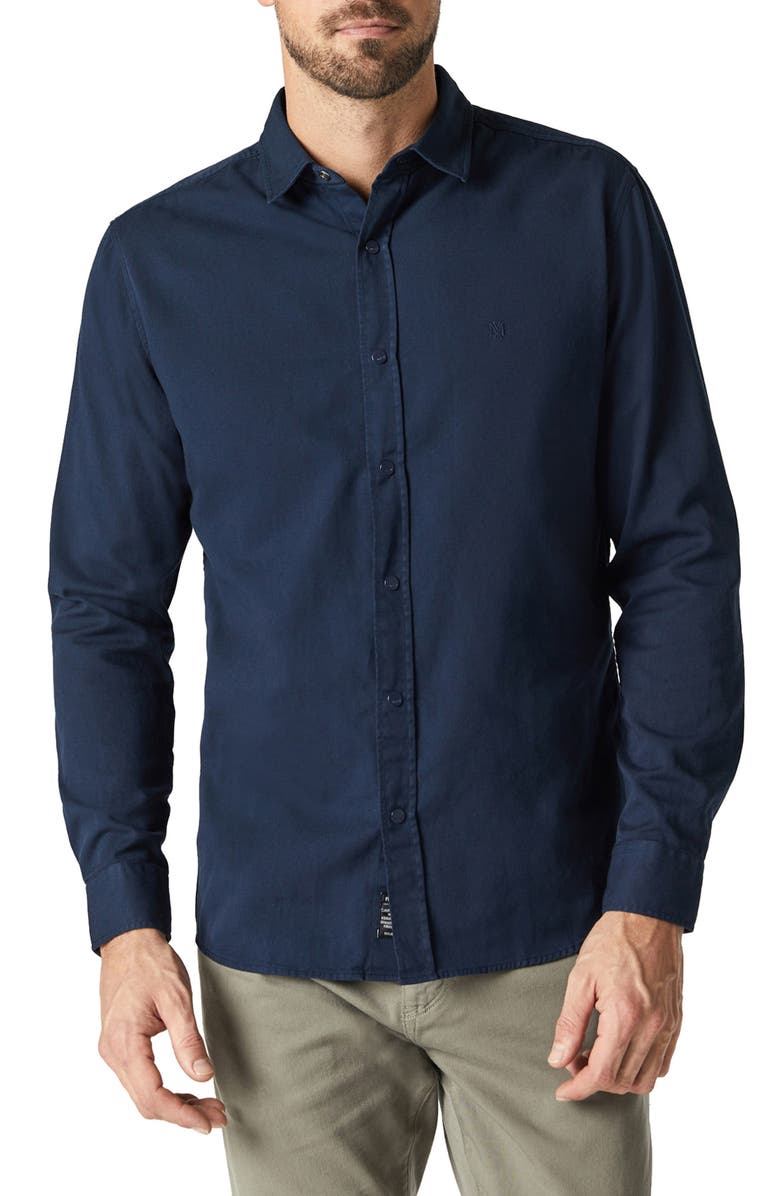 Mavi Jeans Sport Fit Solid Cotton Snap-Up Shirt, Main, color,
