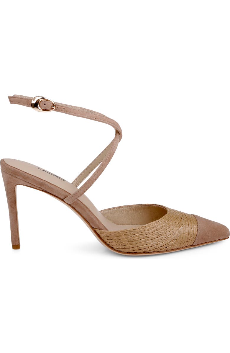 L'AGENCE Moselle Ankle Strap Pointed Cap Toe Pump, Alternate, color, Natural/ Natural