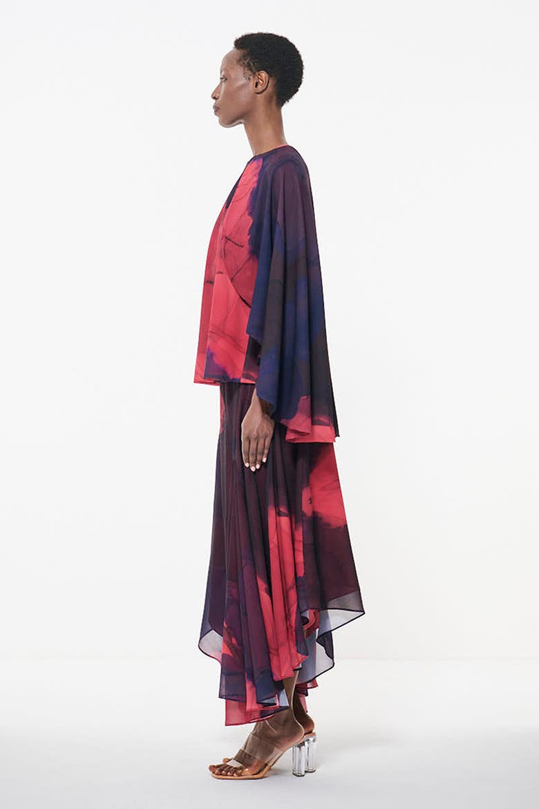 Cape Sleeve Printed Top, Alternate, color, Multicolor