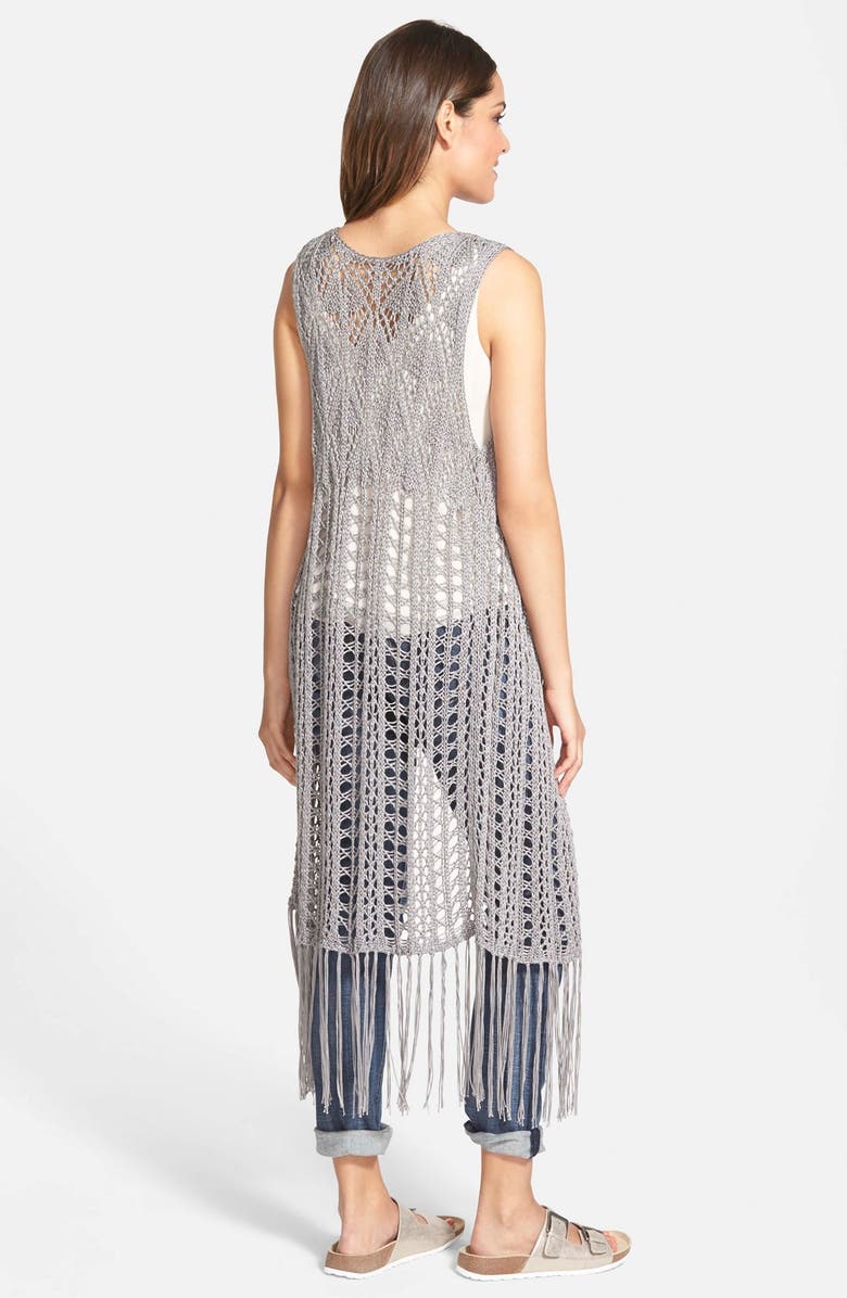 Sun & Shadow Open Stitch Fringe Vest, Alternate, color, 