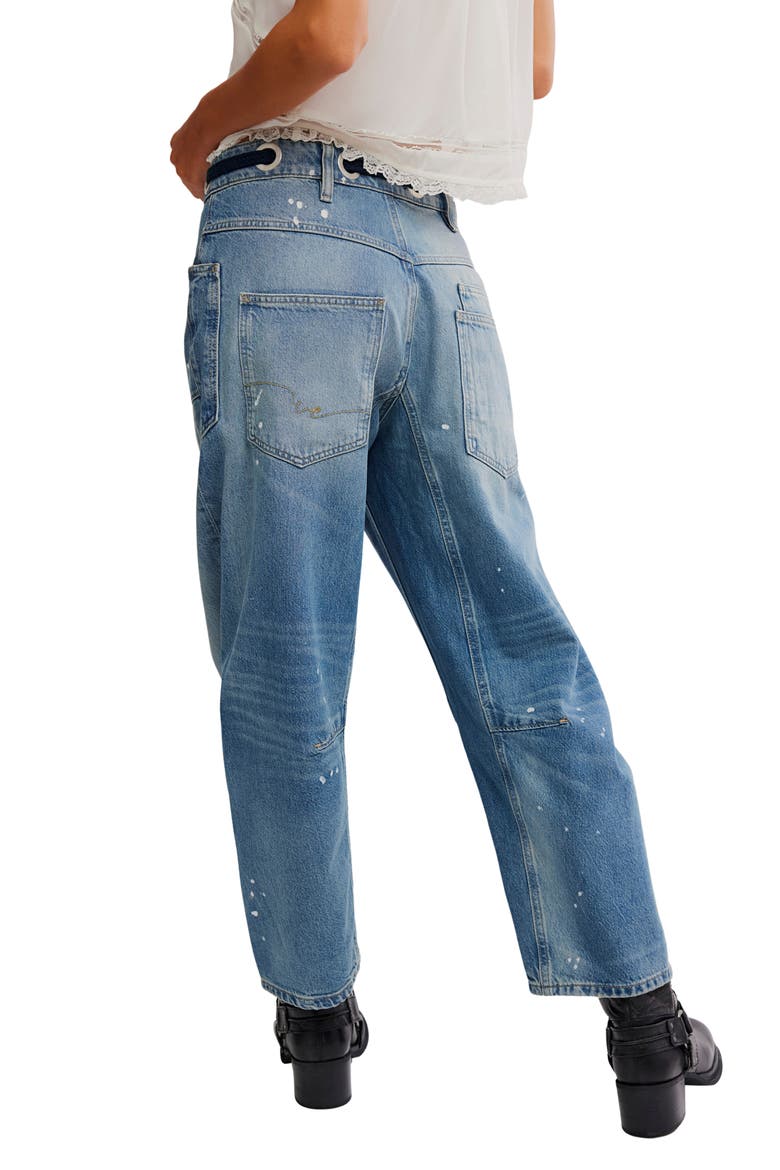 Moxie Mid Rise Low Slung Tie Waist Nonstretch Jeans, Alternate, color, TIMELESS BLUE