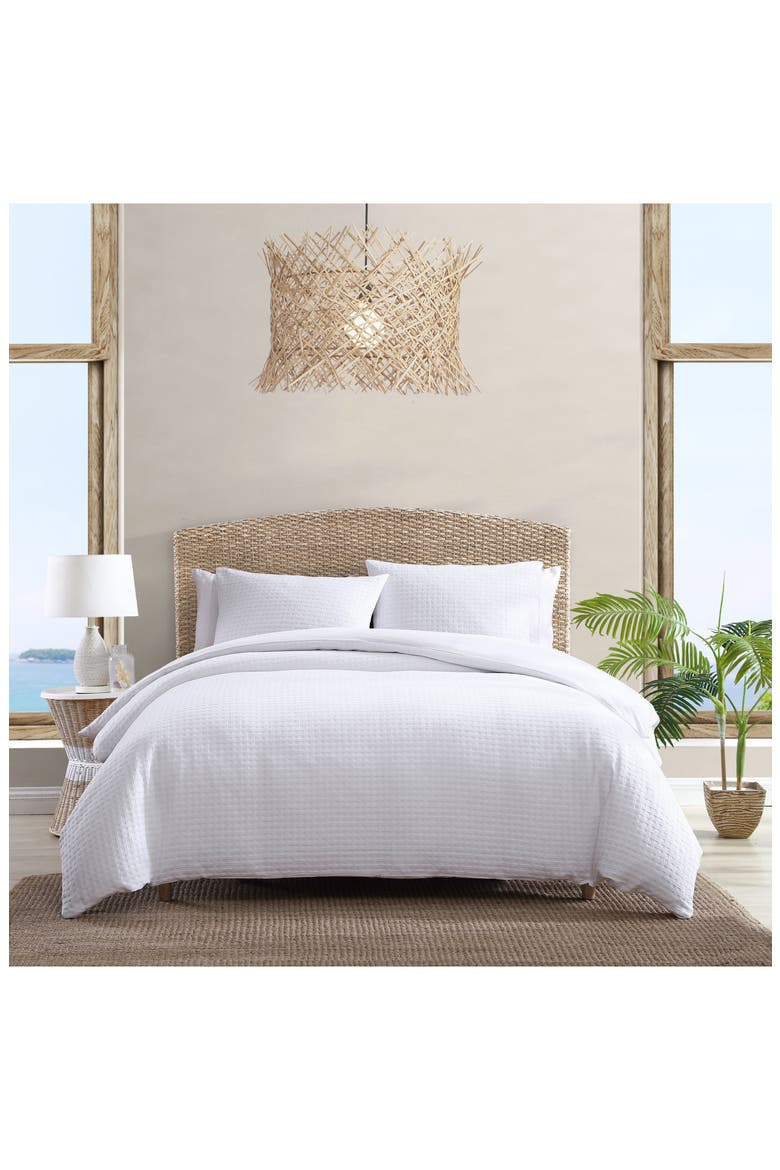 Basketweave Cotton Duvet Cover & Sham Set, Main, color, WHITE
