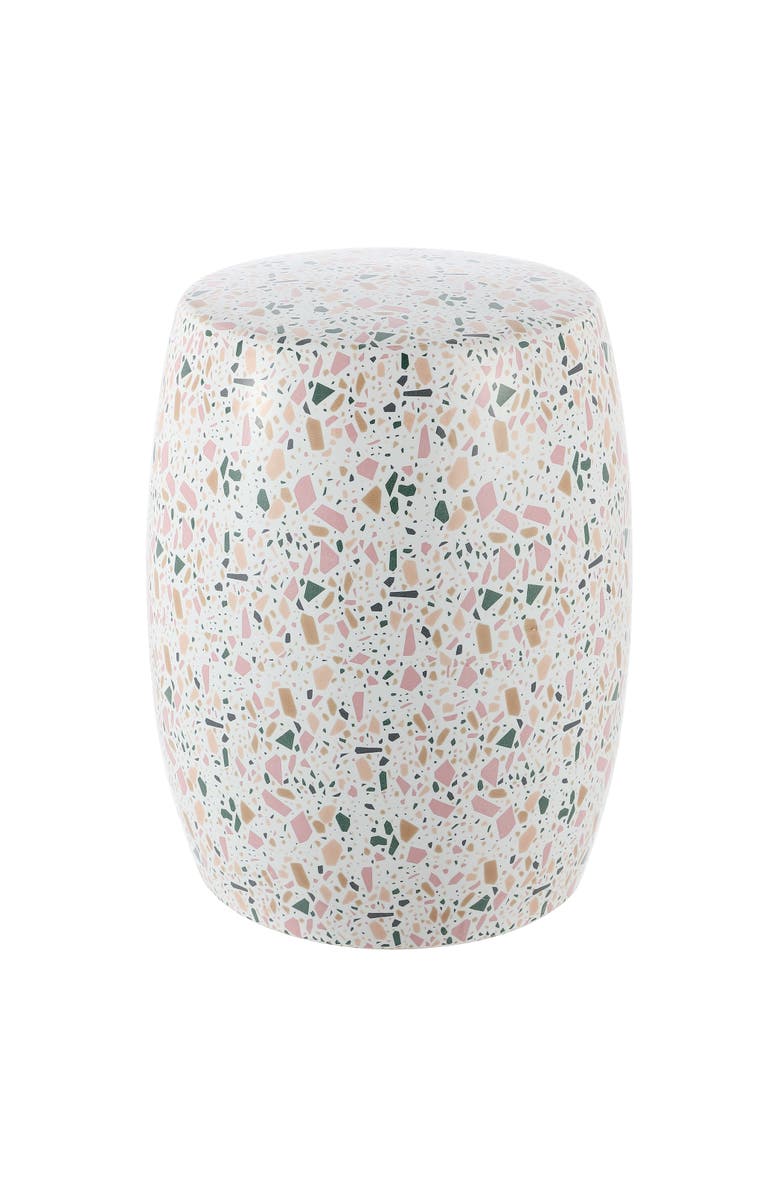 JONATHAN Y Chiara 17.5" Terrazzo Ceramic Garden Stool, Main, color, White/Pink