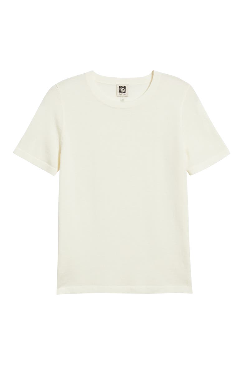 Luxe Washable Short Sleeve Wool Sweater, Alternate, color, WHITE DOVE