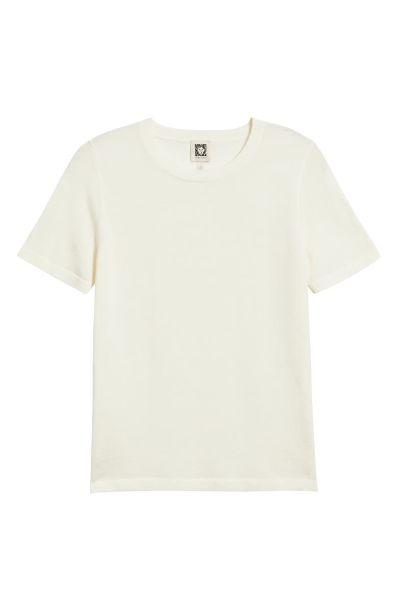 Anne Klein Luxe Washable Short Sleeve Wool Sweater, Alternate, color, White Dove