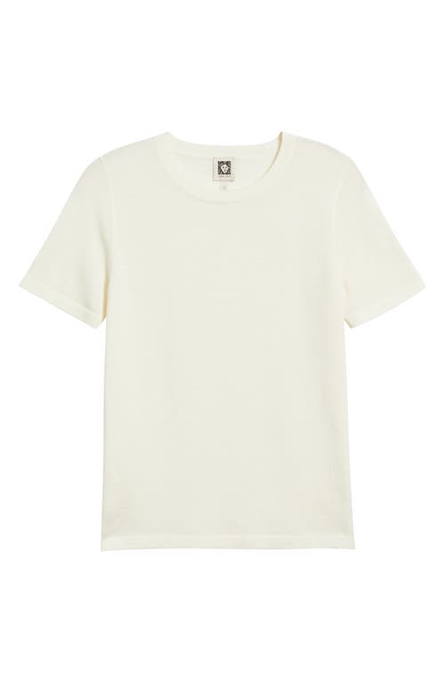 Anne Klein Luxe Washable Short Sleeve Wool Sweater In White