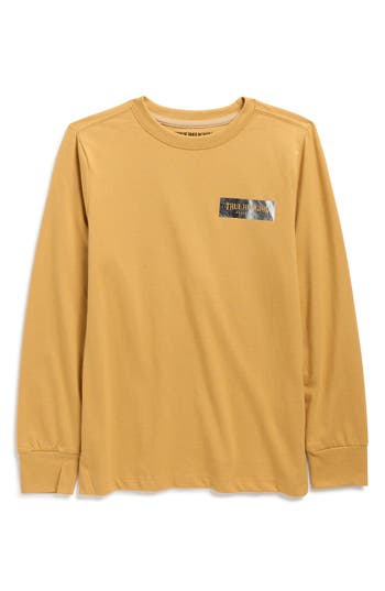 True Religion Kids' Horseshoe Long Sleeve Cotton Graphic T-shirt In Brown