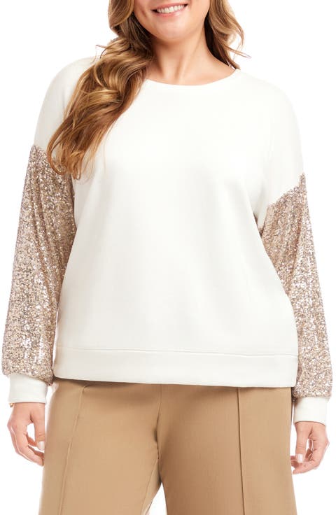 Sequin Sleeve Sweatshirt (Plus)