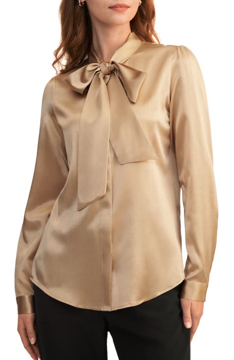 Bow-tie Neck Silk Blouse