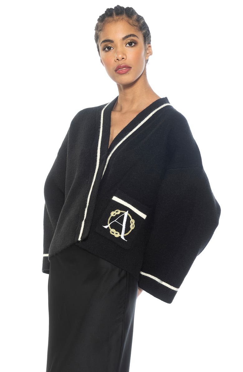 Alexia Admor Gabbi Cardigan, Alternate, color, Black/ White