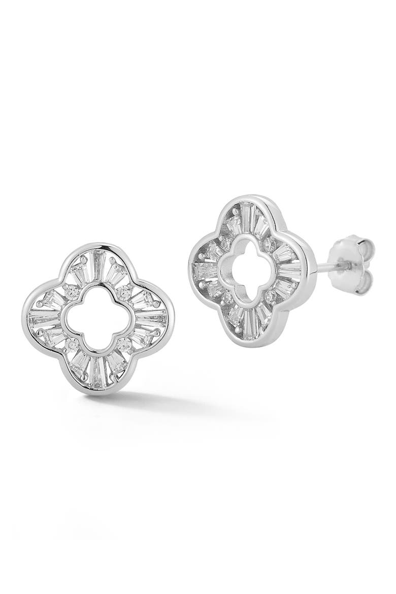 Clover Stud Earrings, Main, color, SILVER