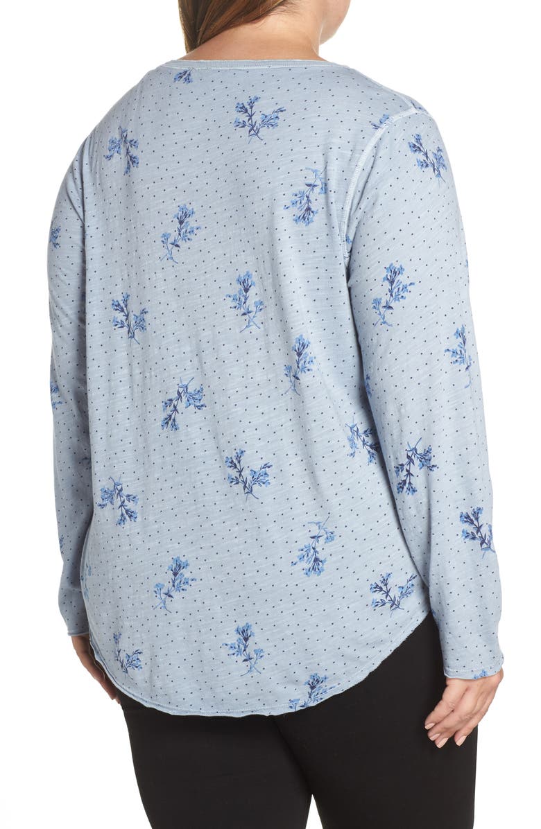 Lucky Brand Washed Ruffle Henley Top, Alternate, color, 