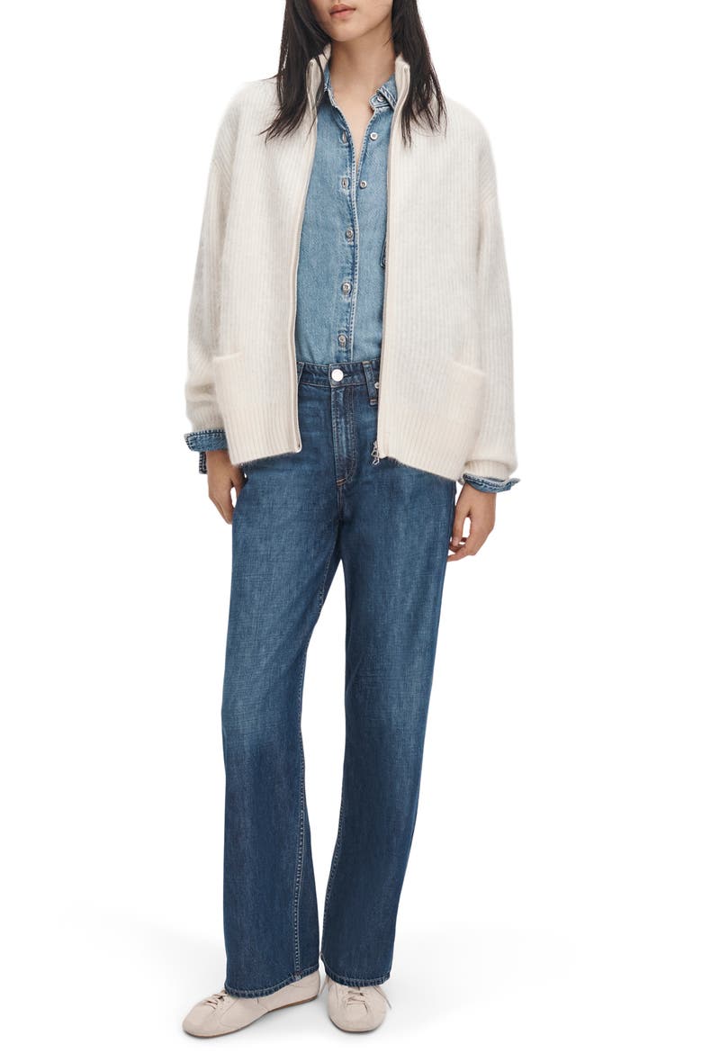 Jada Brushed Cashmere Full Zip Cardigan, Alternate, color, IVORY