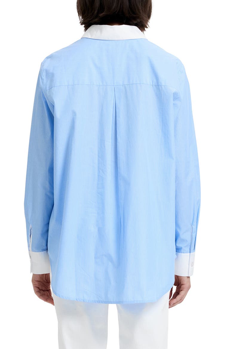 Ticking Stripe Cotton Poplin Button-Up Shirt, Alternate, color, BLUE HYDRANGEA SUMMER