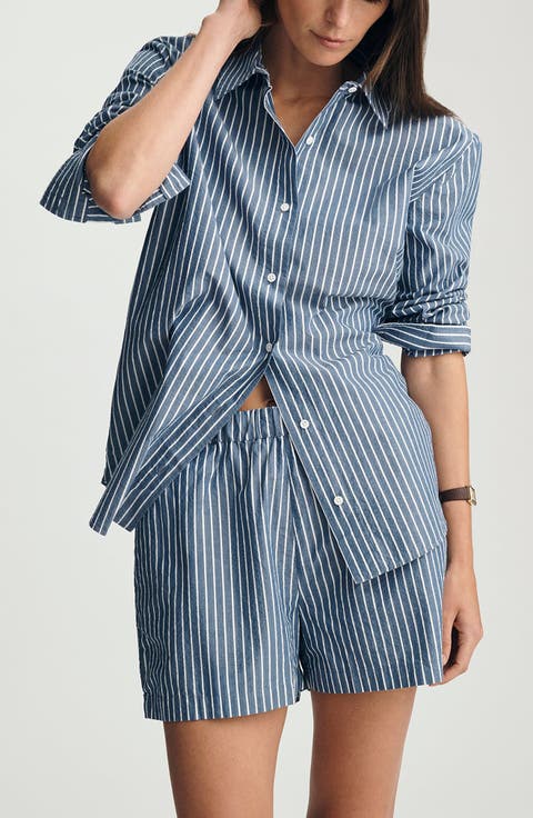 Stripe Relaxed Fit Stretch Cotton Button-Up Shirt