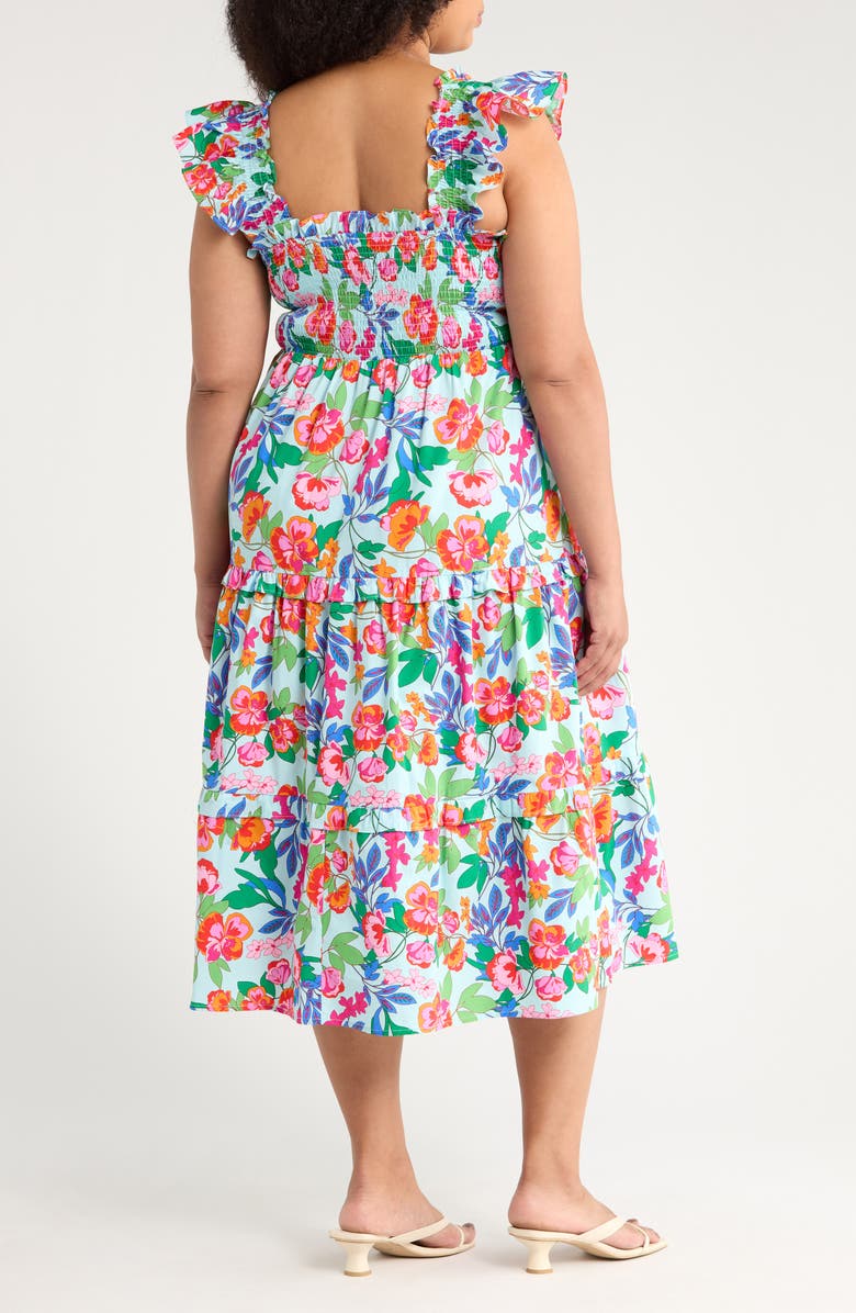 SUGARLIPS Orlena Floral Cotton Sundress, Alternate, color, Blue/ Green