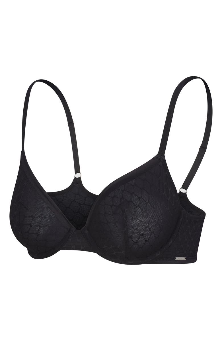 SAVAGE X FENTY Show 'N Tell Mesh Unlined Demi Bra, Alternate, color, Black Caviar