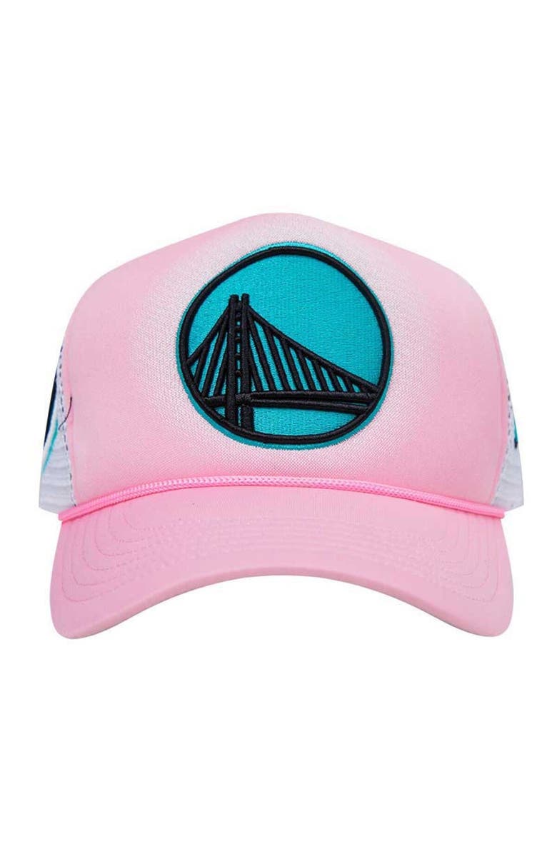 PRO STANDARD Men's Pro Standard  Pink Golden State Warriors Washed Neon Foam Trucker Snapback Hat, Alternate, color, 