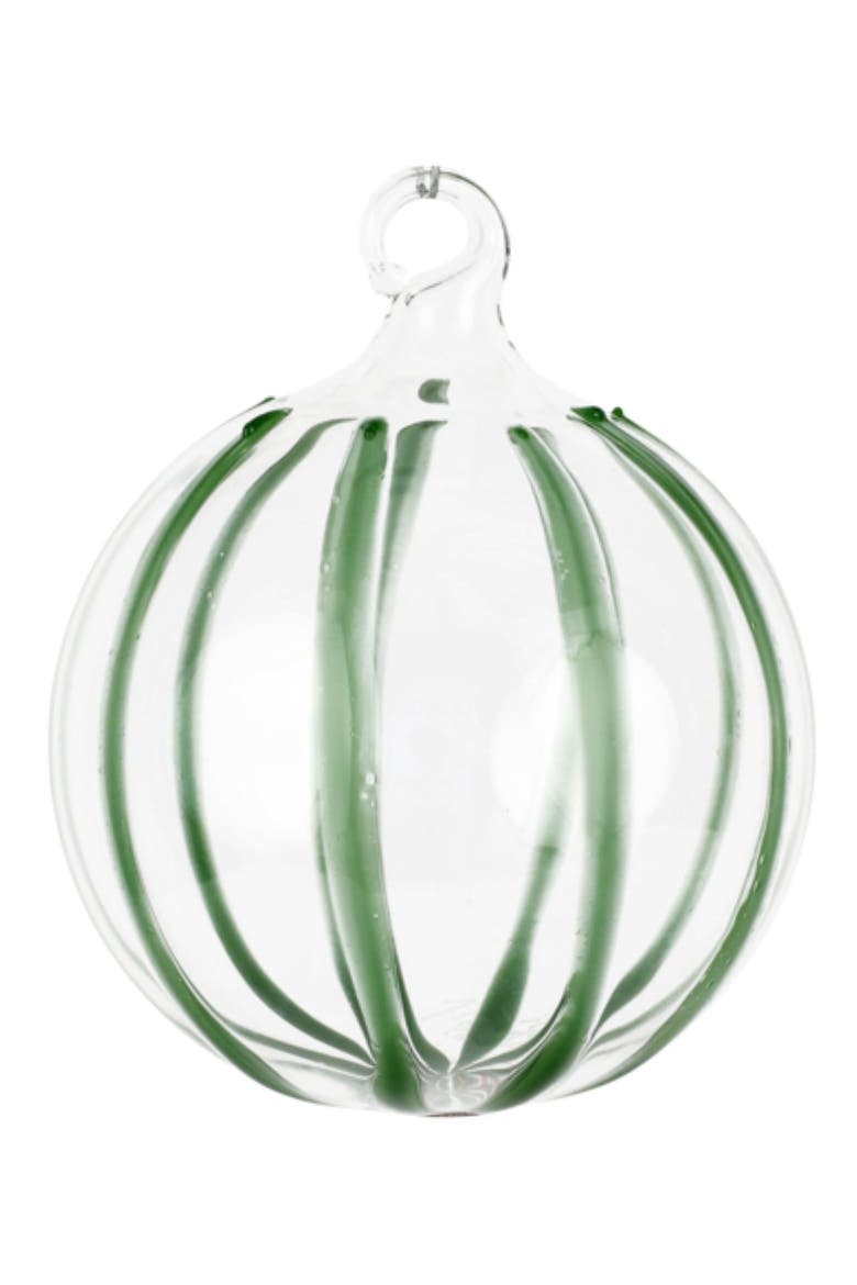 Nuovo Stripe Glass Ornament, Main, color, GREEN