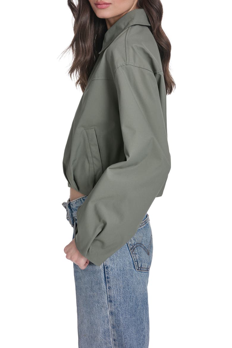 Crop Bubble Hem Bomber Jacket, Alternate, color, SAGE