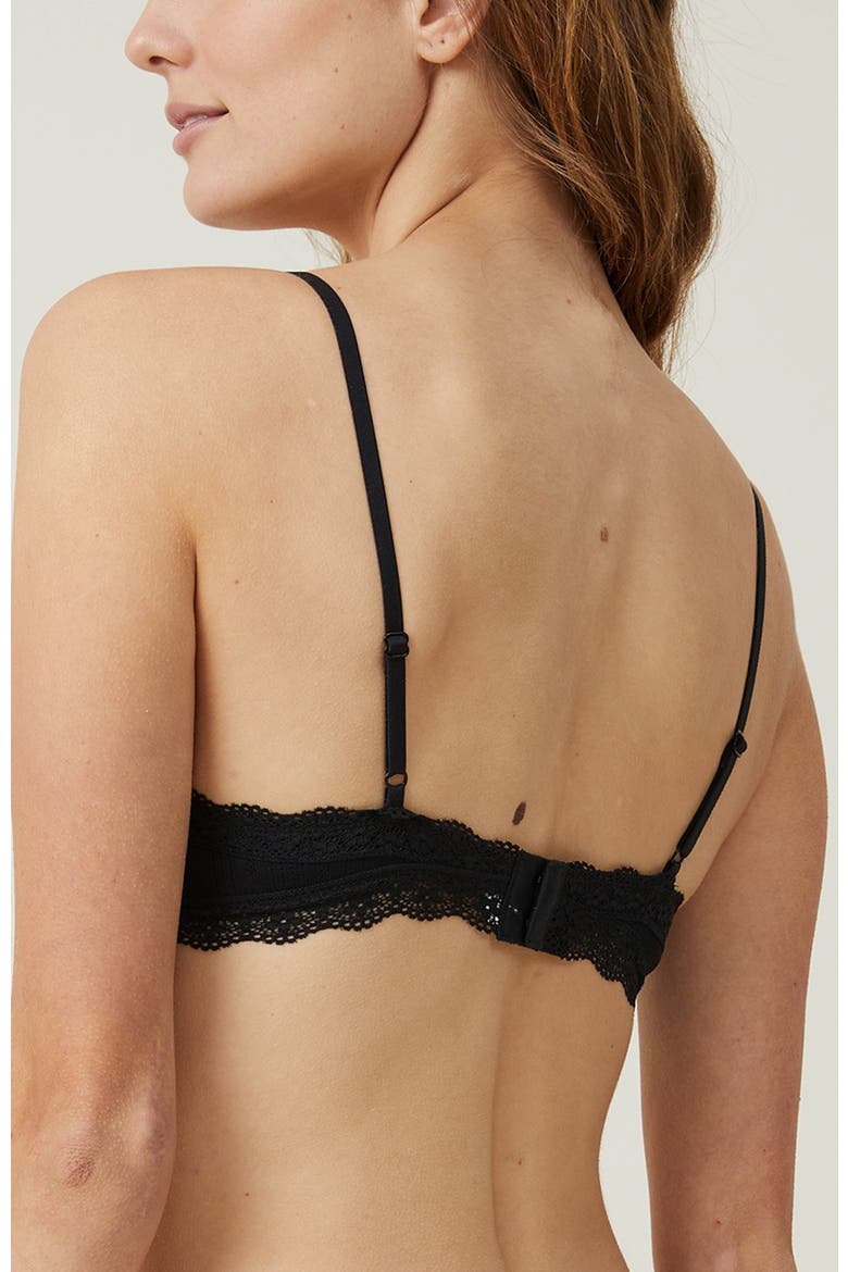 Women's Cotton Lace Triangle Padded Bralette, Alternate, color, Black