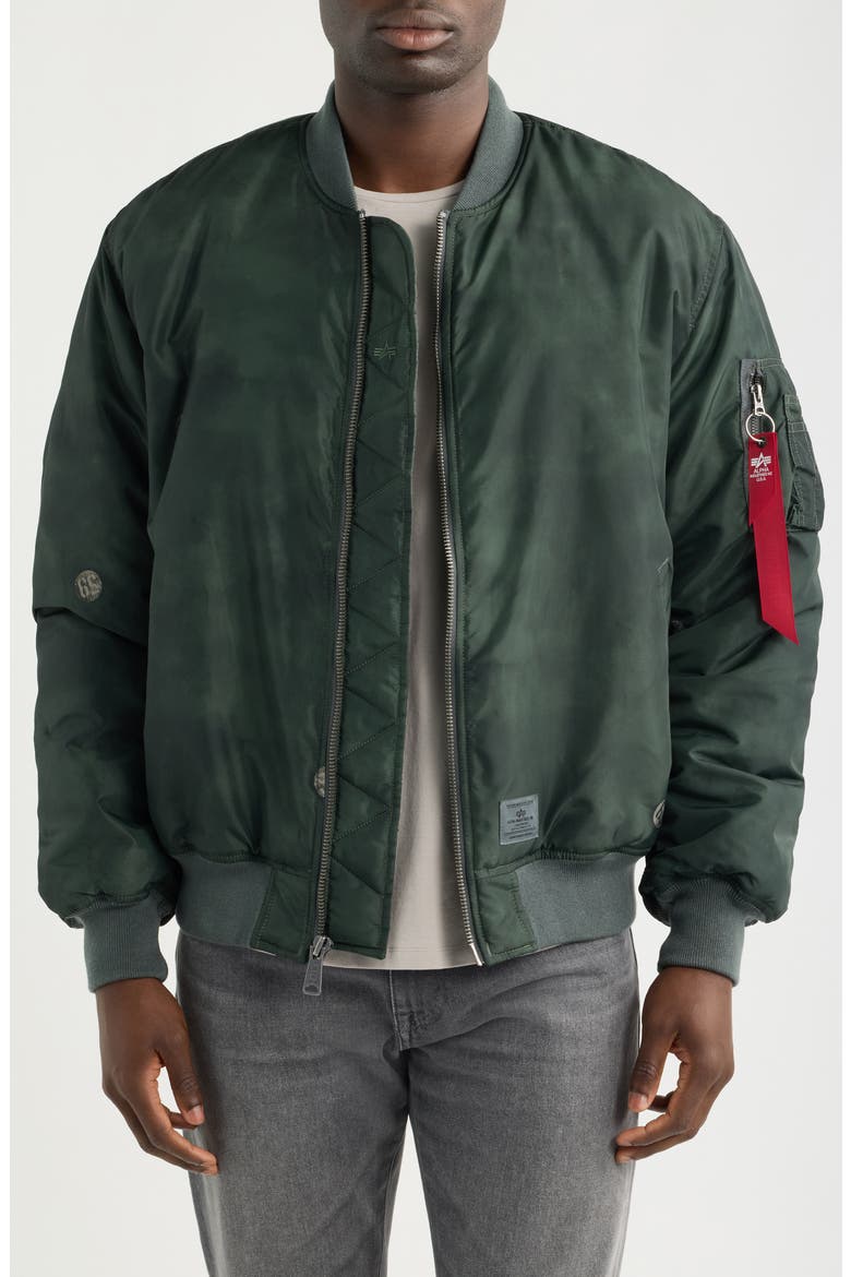 MA-1 Relaxed Bomber Jacket, Main, color, DEEP FOREST PIN PRINT