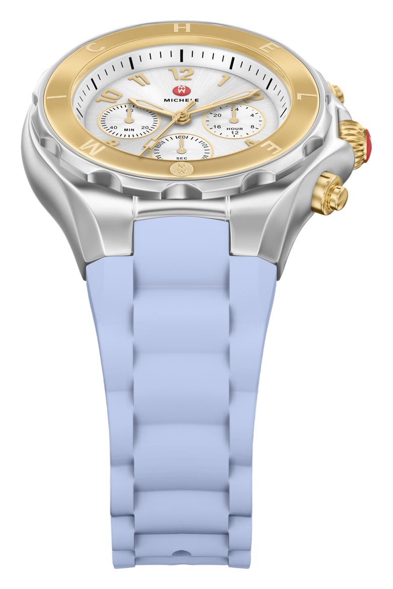 Jellybean Chronograph Silicone Strap Watch, 40mm, Alternate, color, GOLD