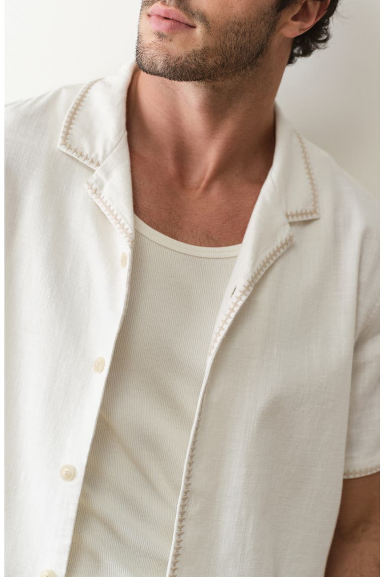 Embroidered Camp Shirt, Alternate, color, WHITE