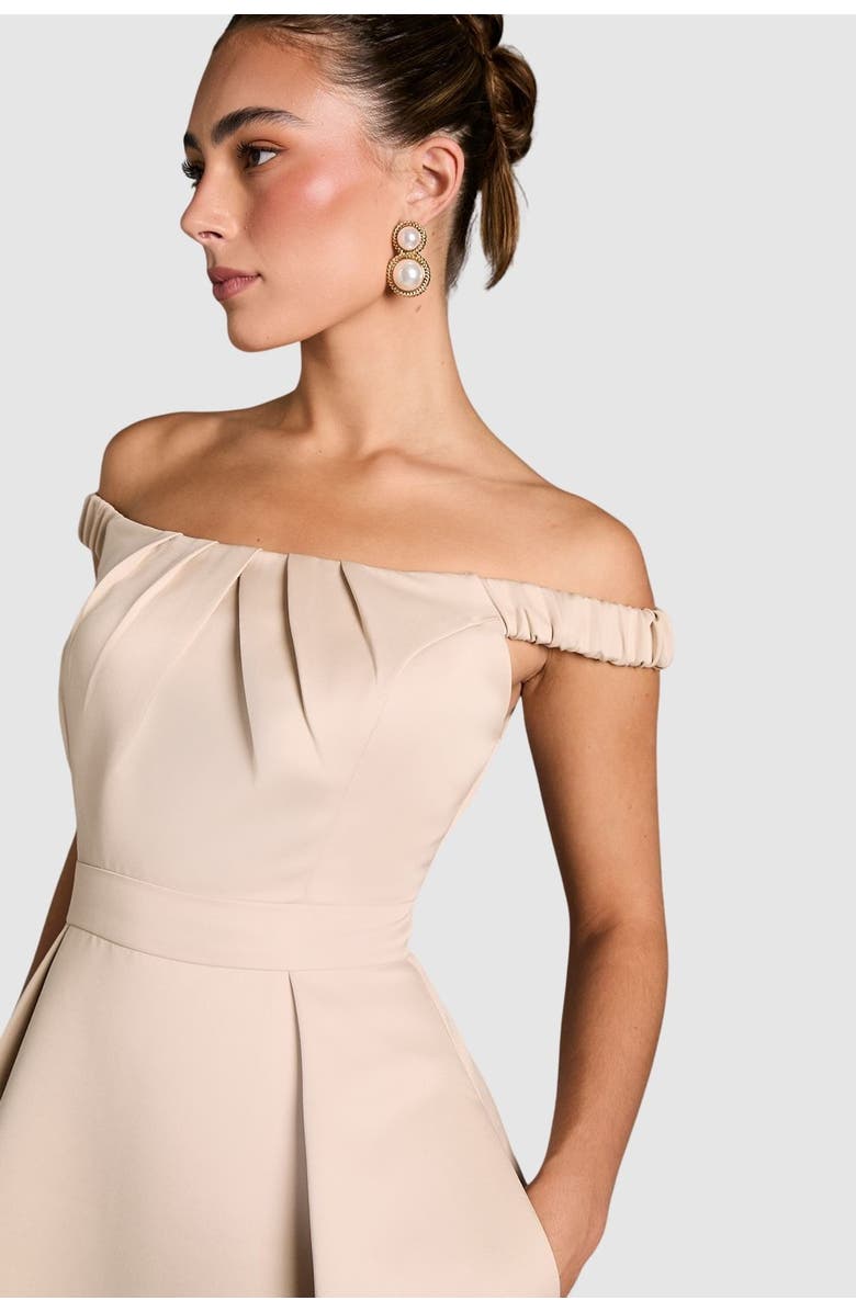 Coast Bardot Fit & Flare Hi-Low Maxi Dress, Alternate, color, Champagne