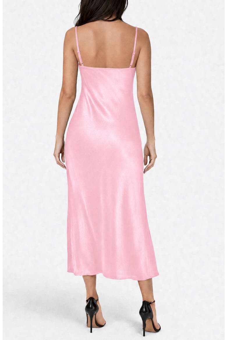 Crepe Satin Cowl Neck Midi Slipdress, Alternate, color, ROSE