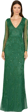 LARA New York -Elegant Long Sleeve Beaded Gown