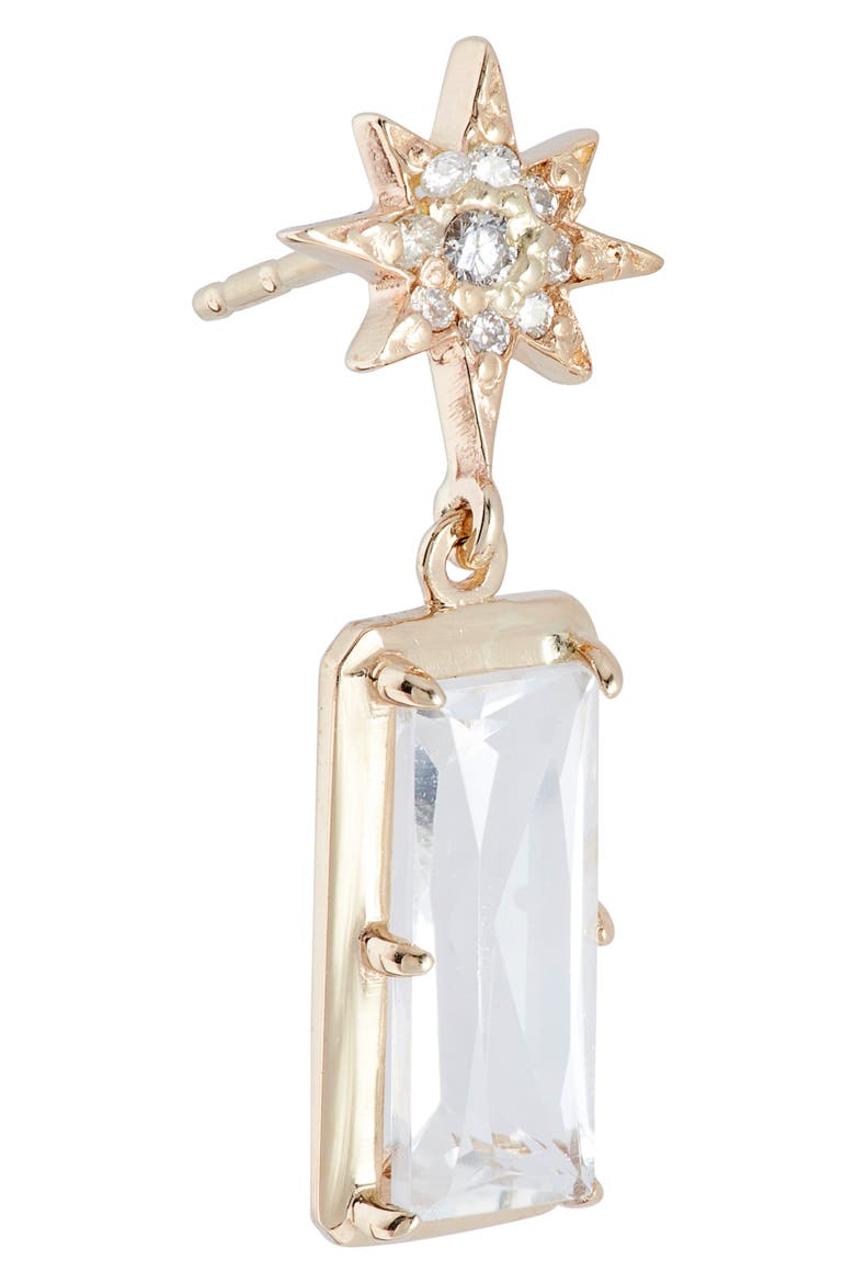 Starburst White Topaz Drop Earrings, Alternate, color, YELLOW GOLD/ WHITE