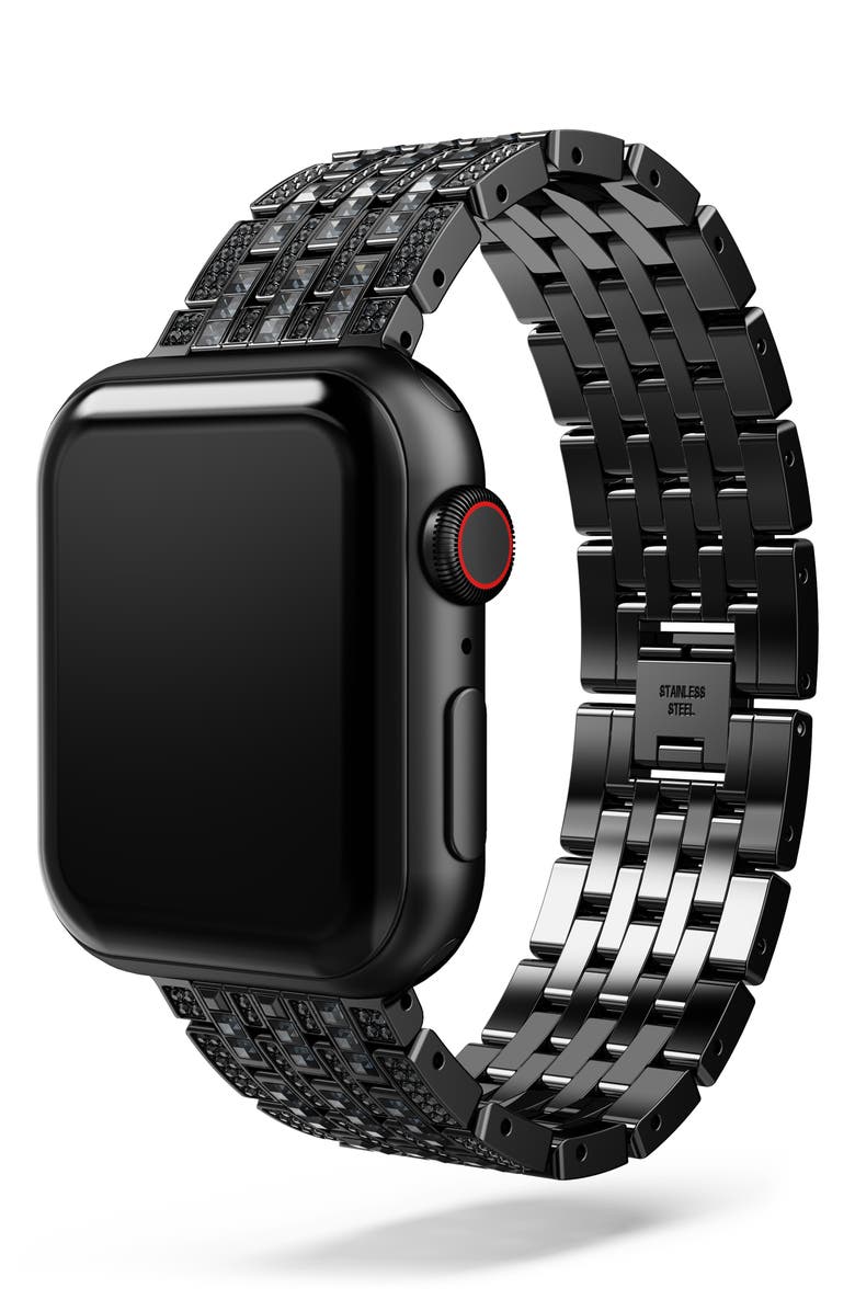 Swarovski Sparkling Princess 20mm Apple Watch<sup>®</sup> Watchband, Alternate, color, Black