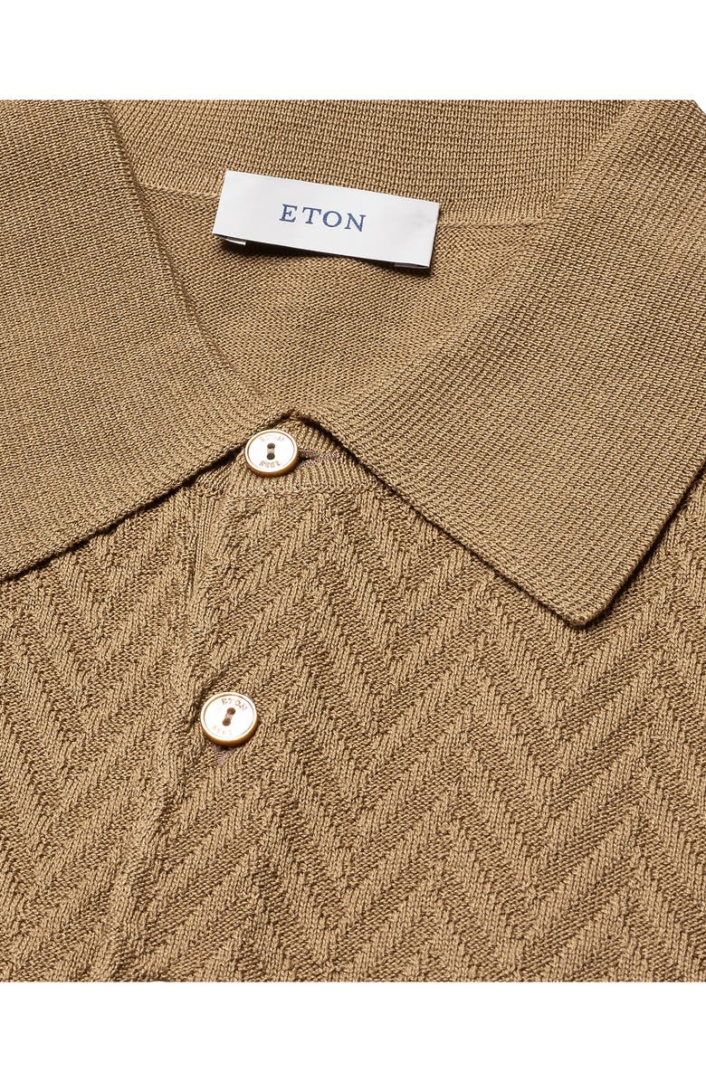 Eton Chevron Structure Long Sleeve Polo, Alternate, color, Light Beige